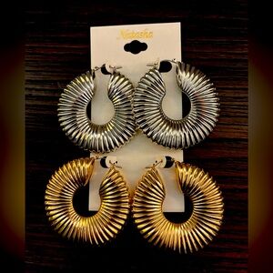 NEW Natasha Gold and Silver Hoop Earrings Set